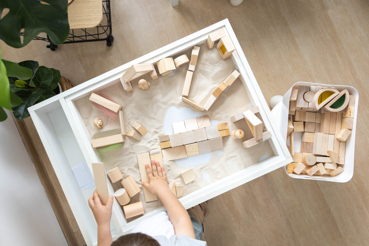 Children playing with shapes